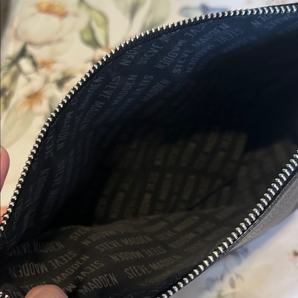 Steve Madden Black and Silver Sparkly Studded Cosmetic Bag - Picture 2 of 5